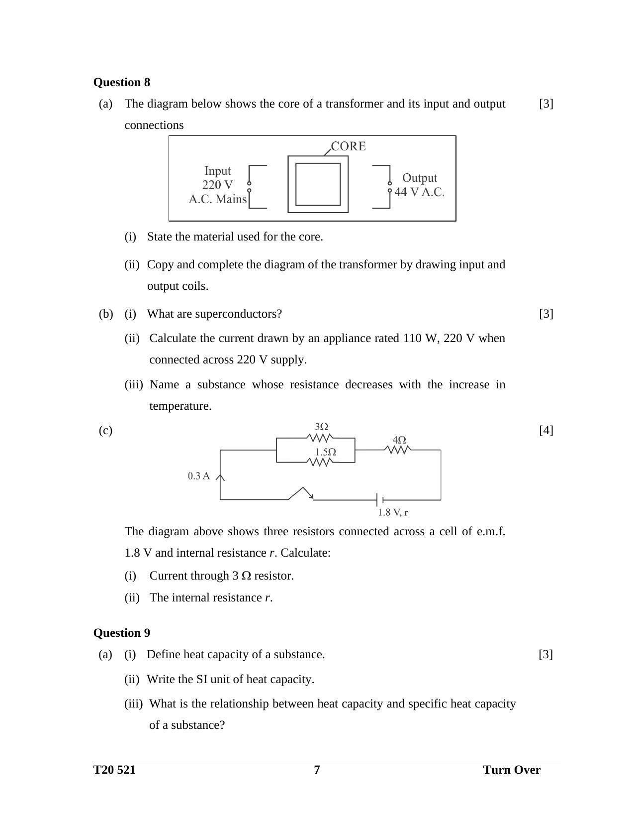 ICSE Class 10 Science Paper 1 (Physics) 2020 Question Paper - Page 7