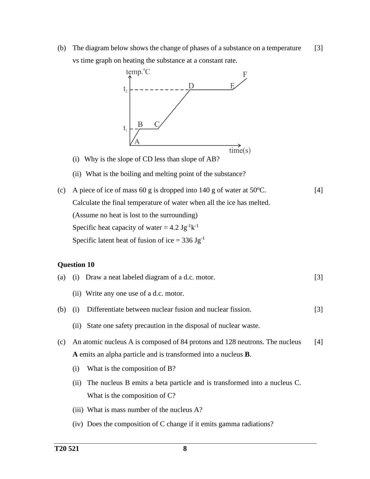 ICSE Class 10 Science Paper 1 (Physics) 2020 Question Paper - Page 8