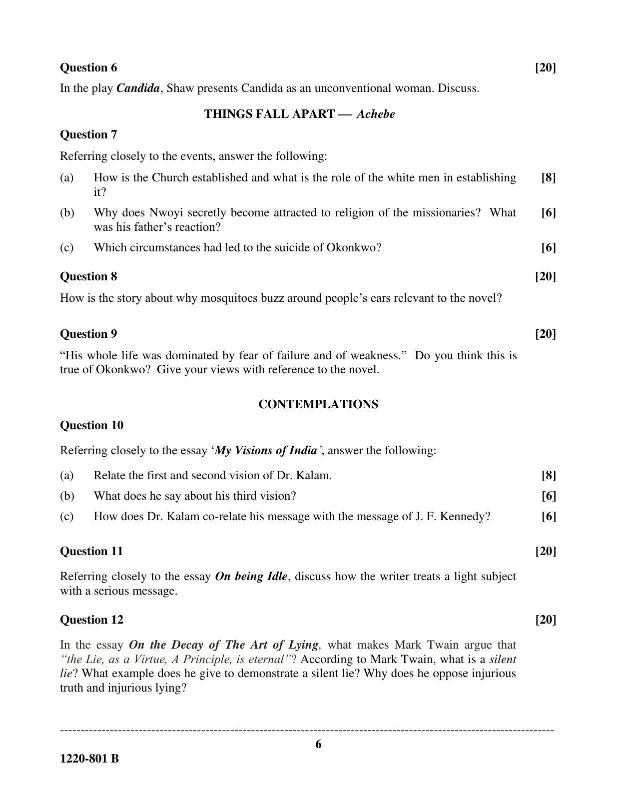 ISC Class 12 2020 English Paper II Question Paper - Page 6