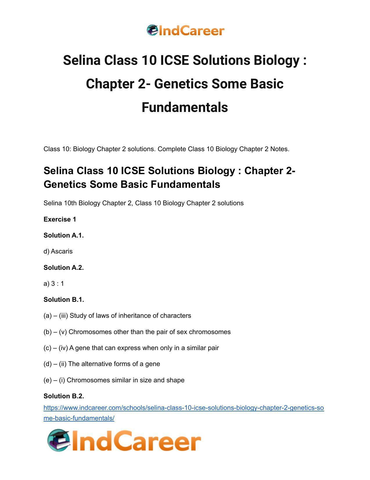 Selina Class 10 ICSE Solutions Biology : Chapter 2- Genetics Some Basic Fundamentals - Page 2