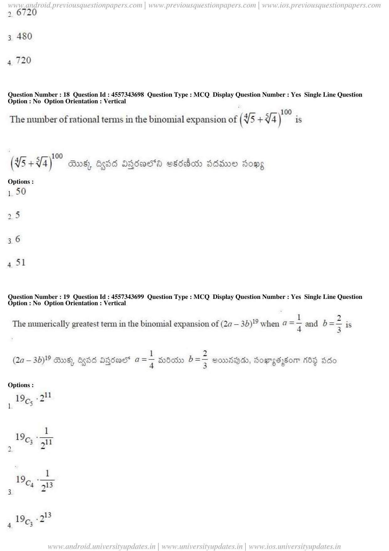 AP EAPCET 2018 - April 22, 2018 - Master Engineering Question Paper With Preliminary Keys Shift 1 - Page 9