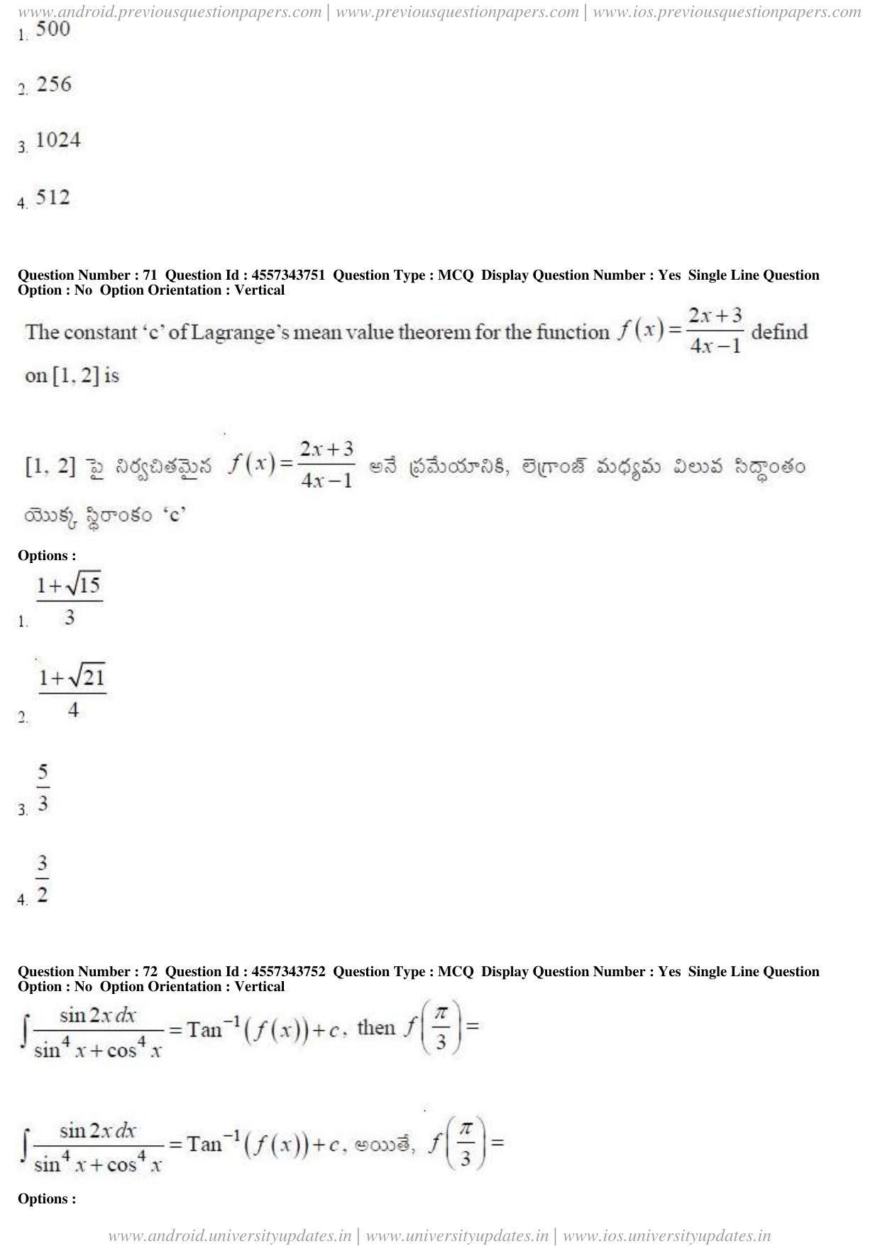AP EAPCET 2018 - April 22, 2018 - Master Engineering Question Paper With Preliminary Keys Shift 1 - Page 36