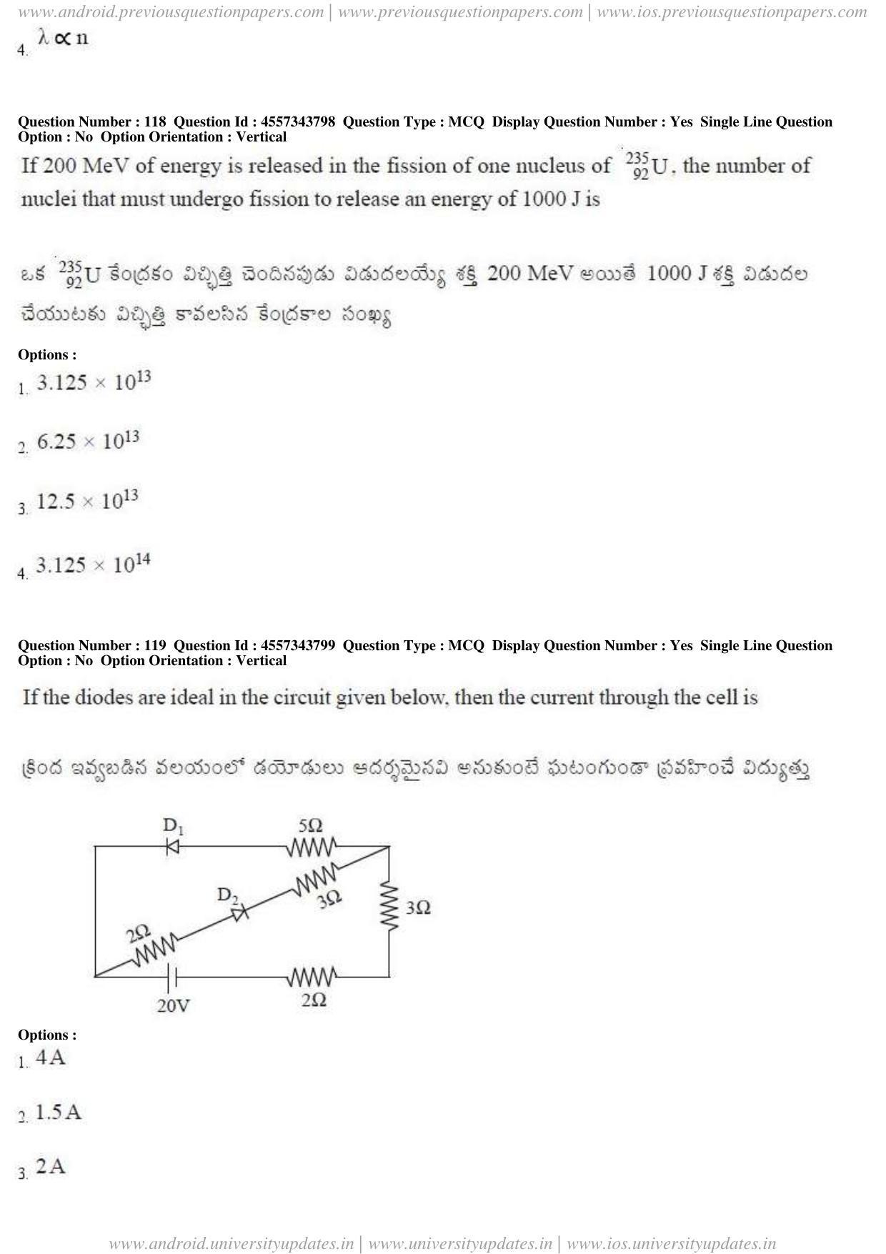 AP EAPCET 2018 - April 22, 2018 - Master Engineering Question Paper With Preliminary Keys Shift 1 - Page 66