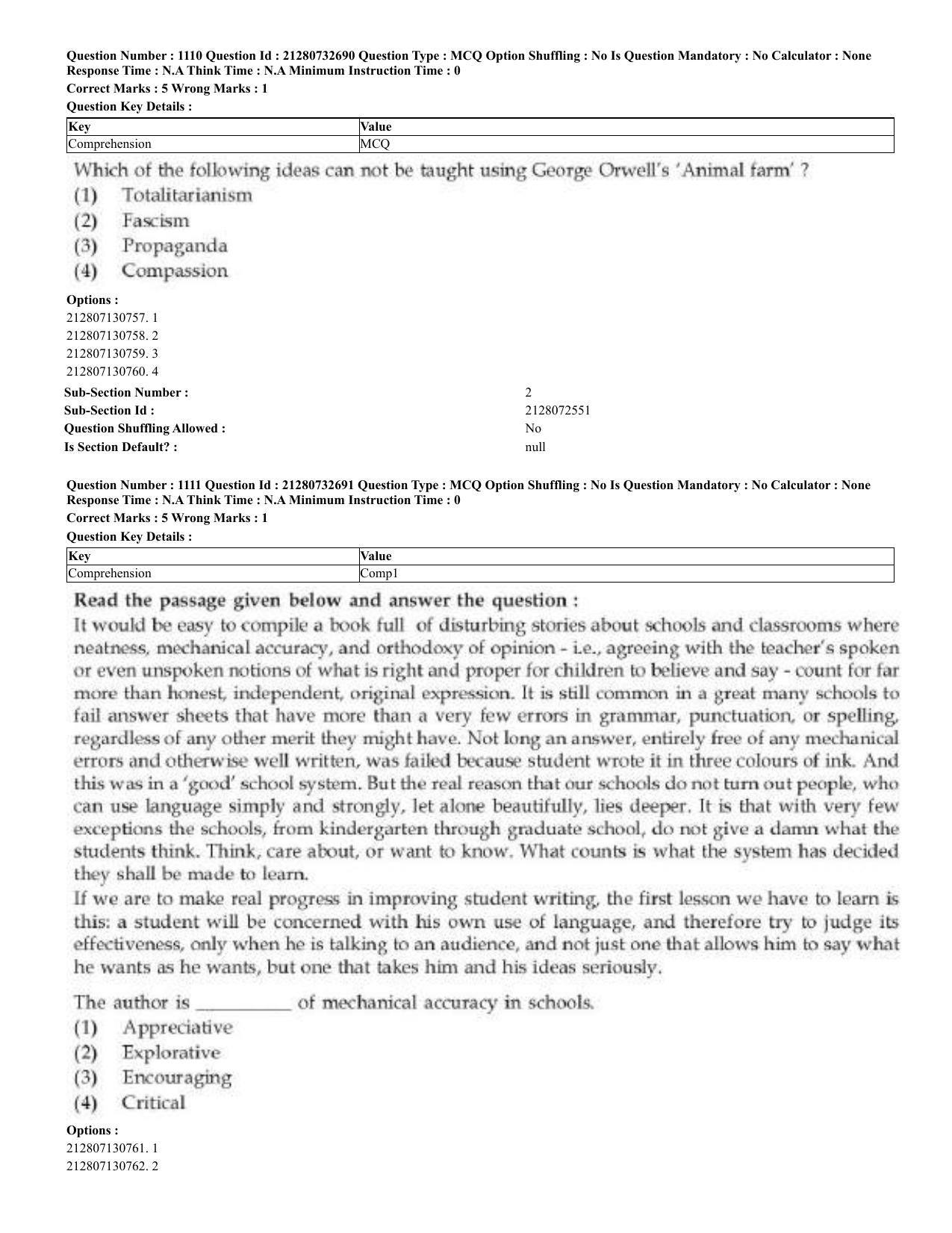 CUET 2023 English Kashmiri Shift 3 Question Papers - Page 550