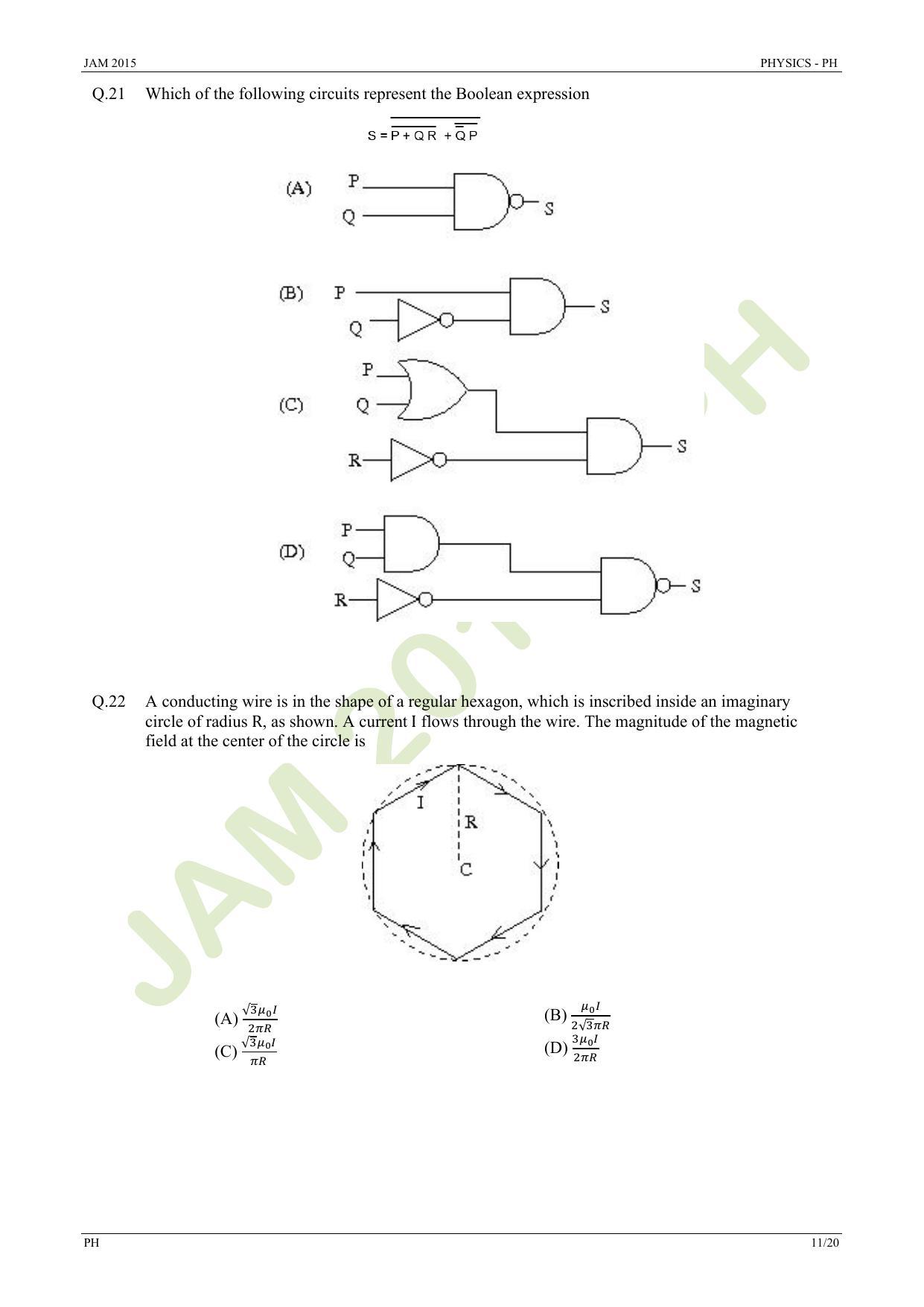 JAM 2015: PH Question Paper - Page 11