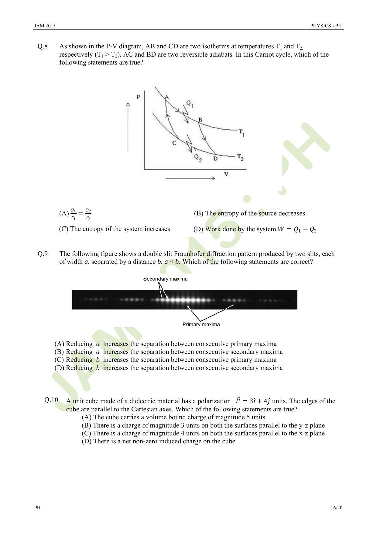 JAM 2015: PH Question Paper - Page 16