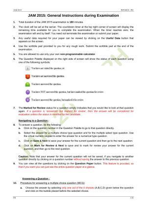 JAM 2015: PH Question Paper