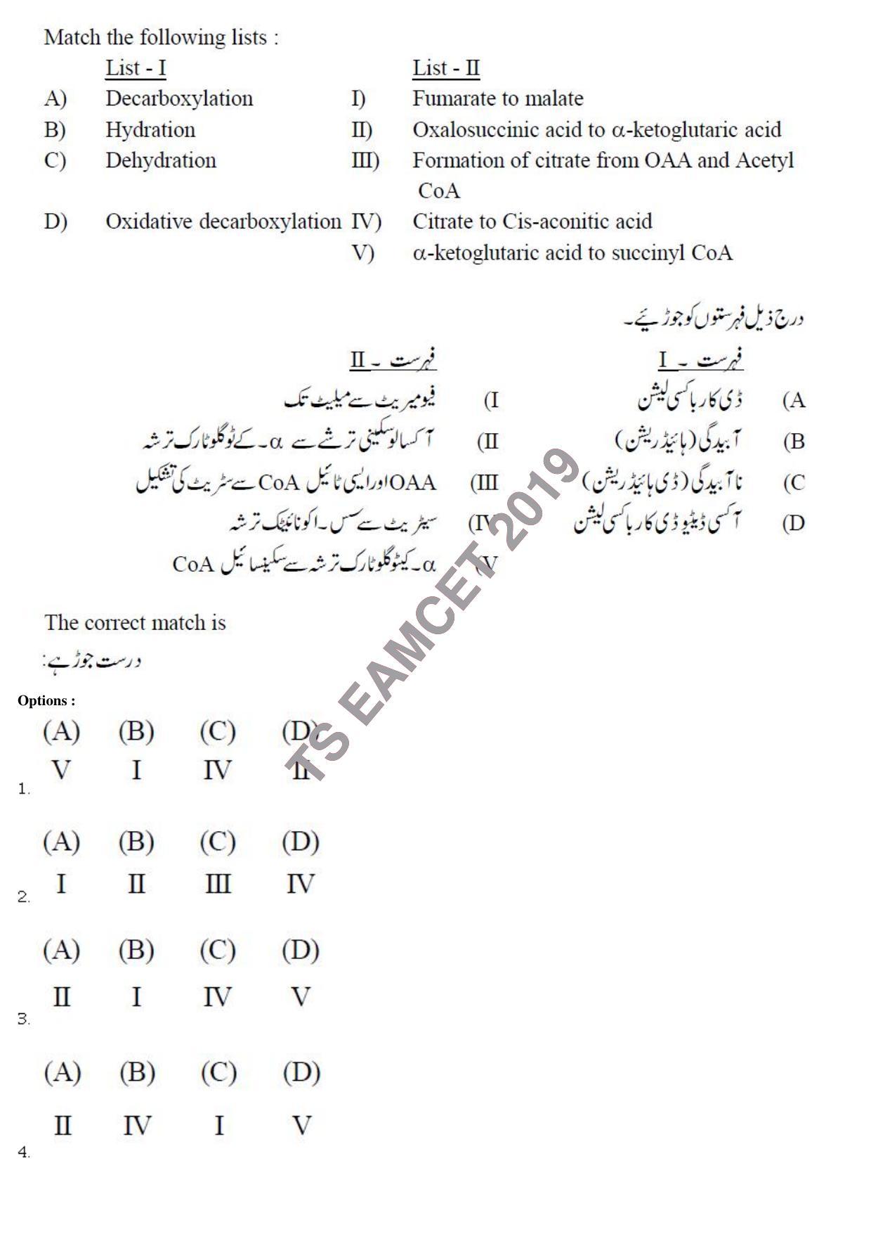 TS EAMCET 2019 Agriculture and Medical Question Paper with Key (8 May 2019 Forenoon (Urdu)) - Page 24