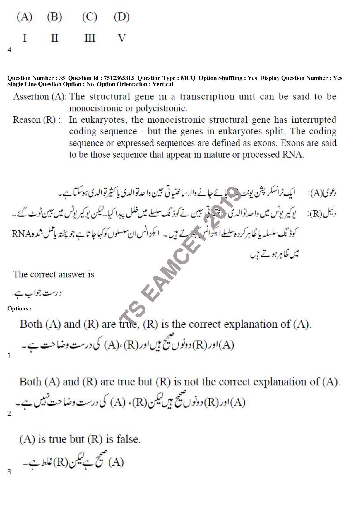 TS EAMCET 2019 Agriculture and Medical Question Paper with Key (8 May 2019 Forenoon (Urdu)) - Page 33
