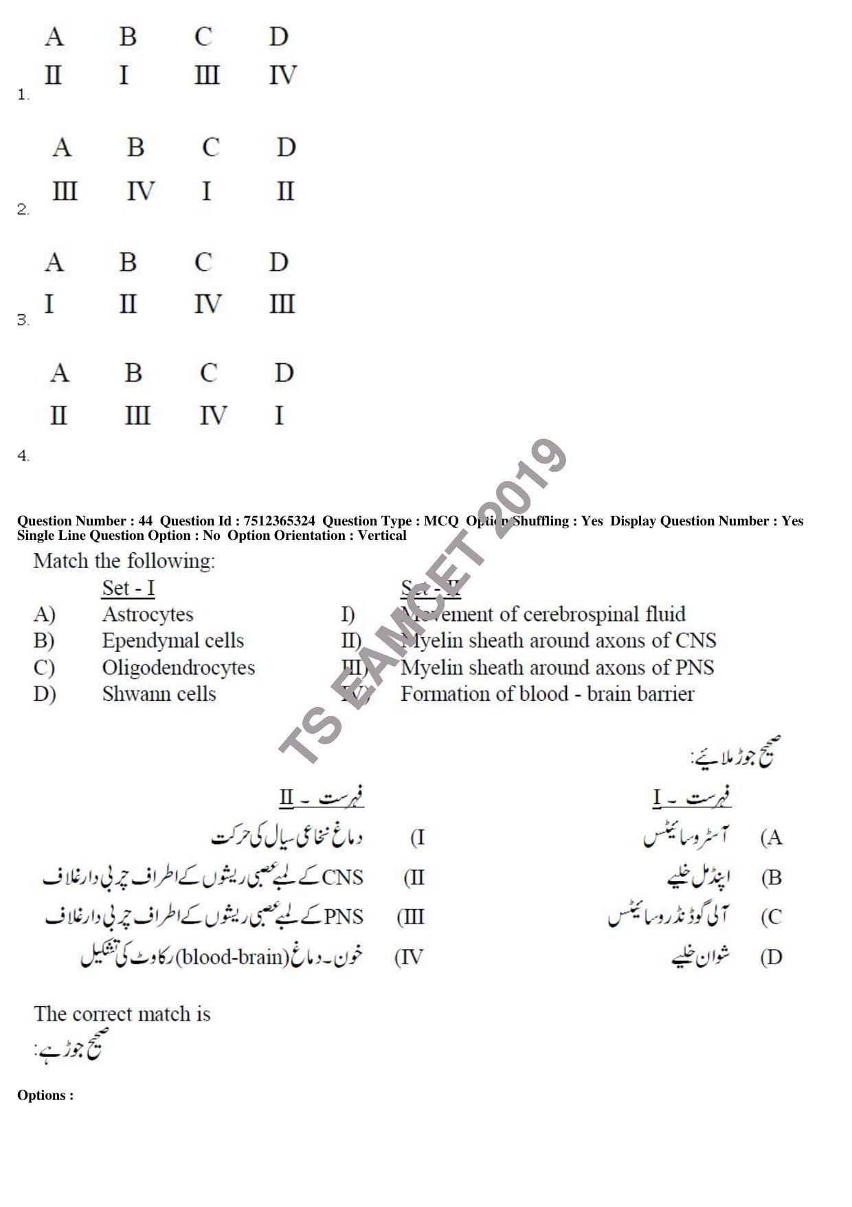 TS EAMCET 2019 Agriculture and Medical Question Paper with Key (8 May 2019 Forenoon (Urdu)) - Page 41