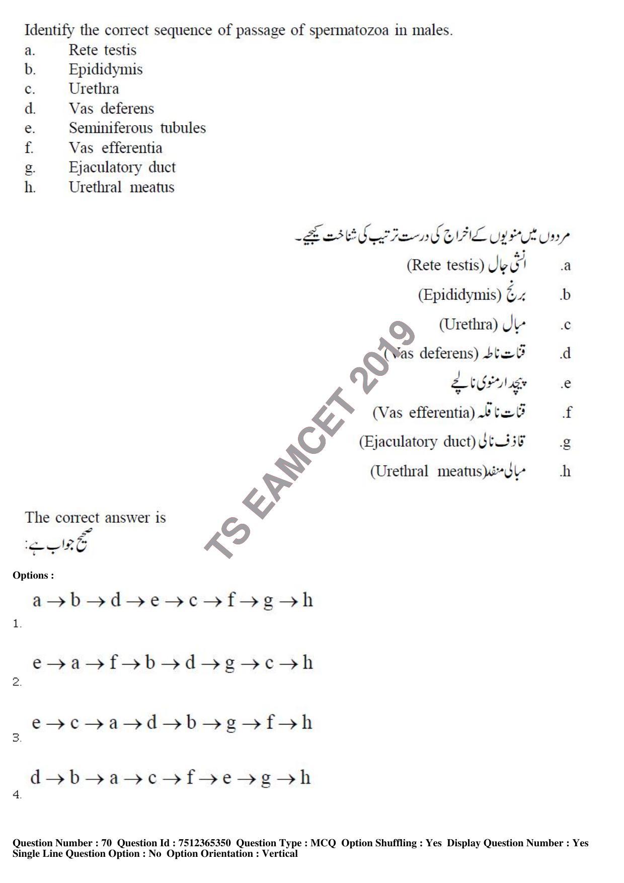 TS EAMCET 2019 Agriculture and Medical Question Paper with Key (8 May 2019 Forenoon (Urdu)) - Page 65