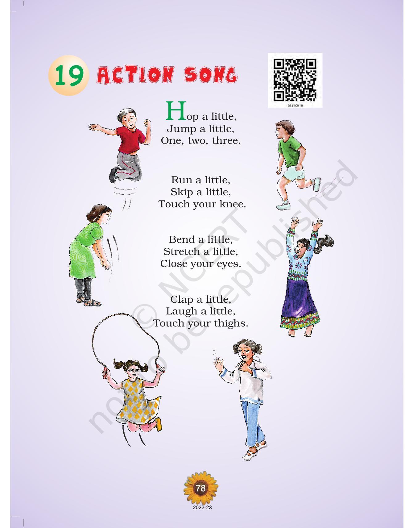 NCERT Book for Class 1 English (Raindrop):Unit 19-Action Song - Page 1