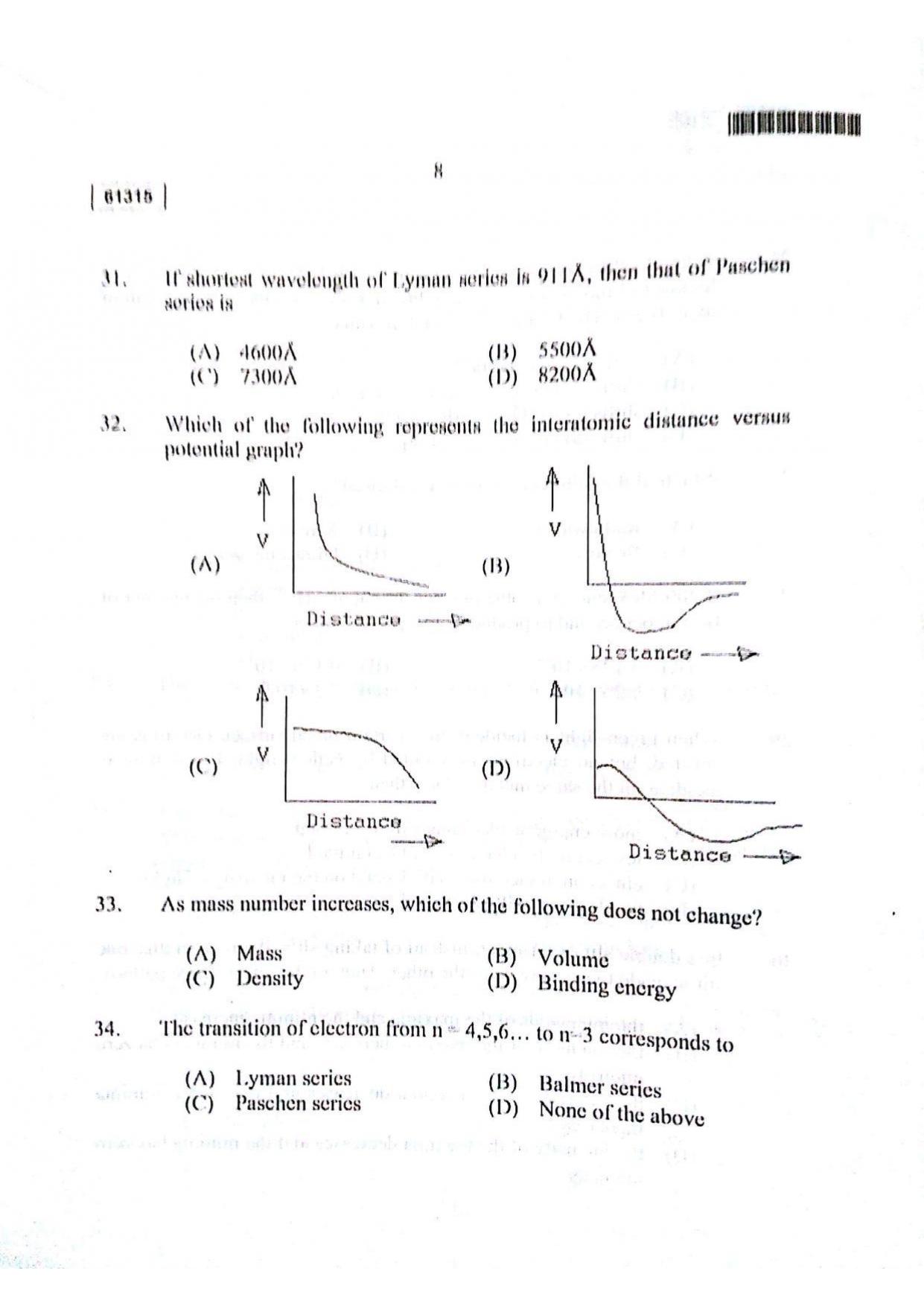 CUSAT CAT 2015 Physics Question Paper - Page 9