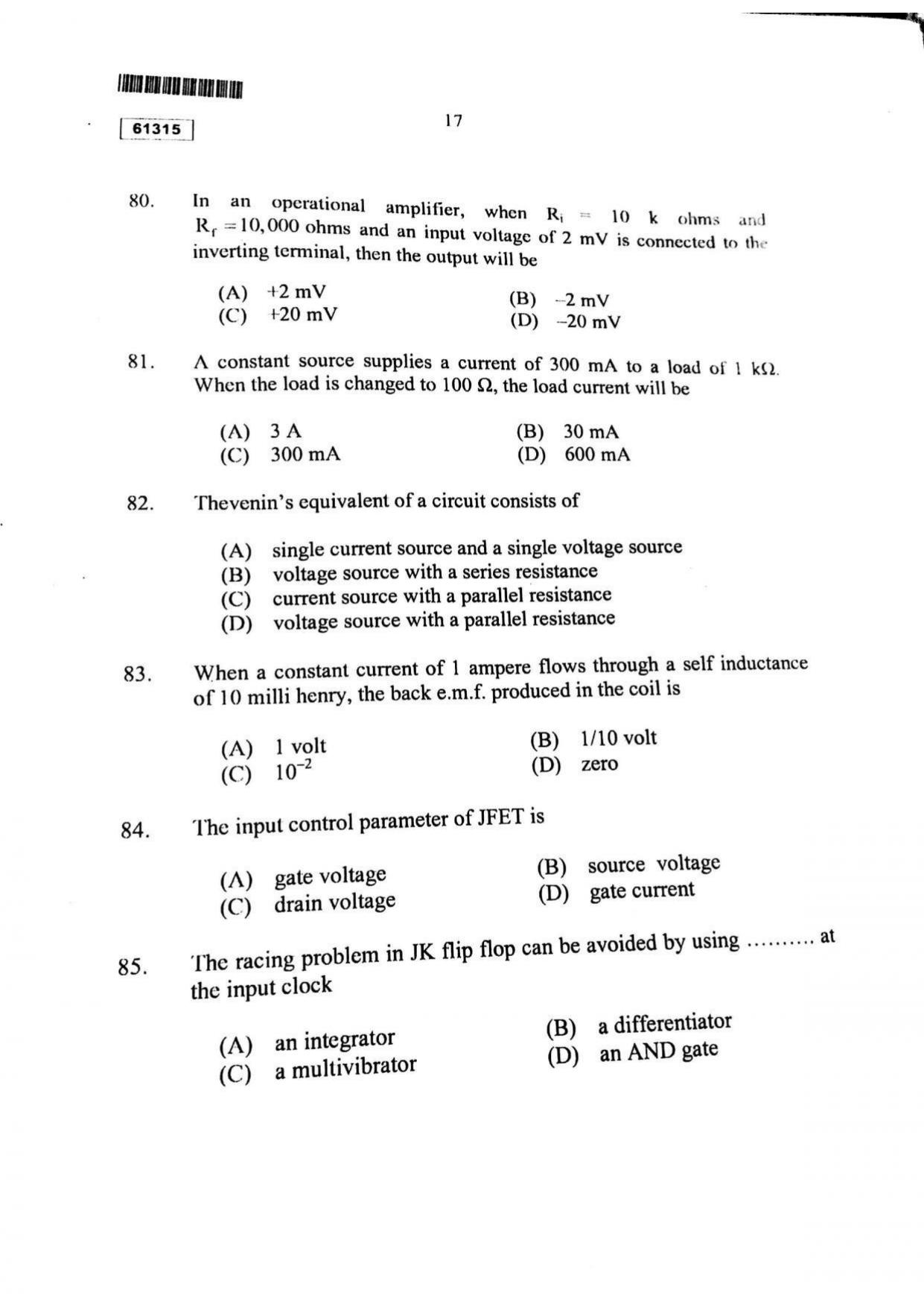 CUSAT CAT 2015 Physics Question Paper - Page 18