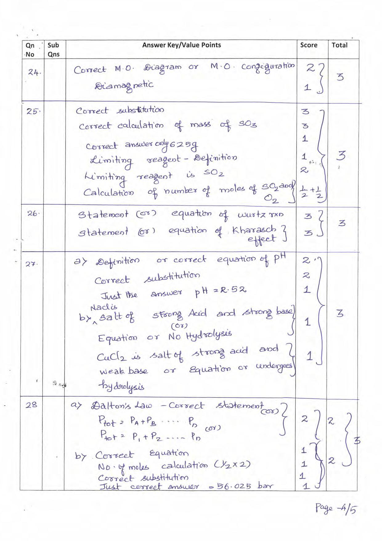 Kerala Plus One 2019 CHEMISTRY .Answer Key - Page 4