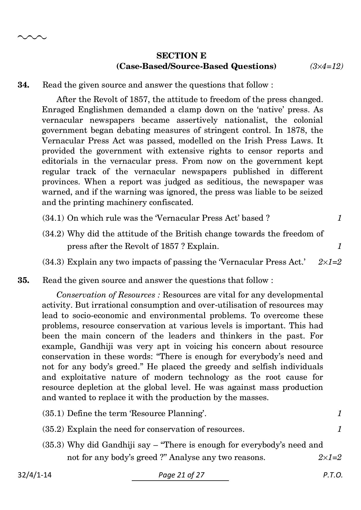 CBSE Class 10 32-4-1 Social Science 2024 Question Paper - Page 21