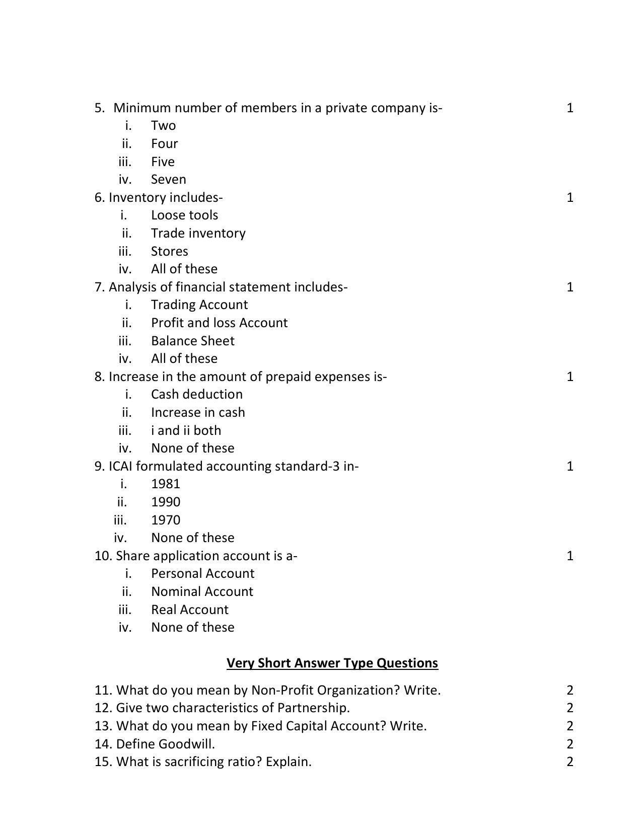 UP Board Class 12 Accountancy Model Papers 2023 - Page 2