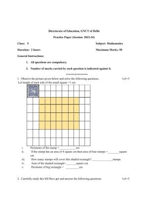 Edudel Class 5 Maths (English) Practice Papers 1 (2023-24)