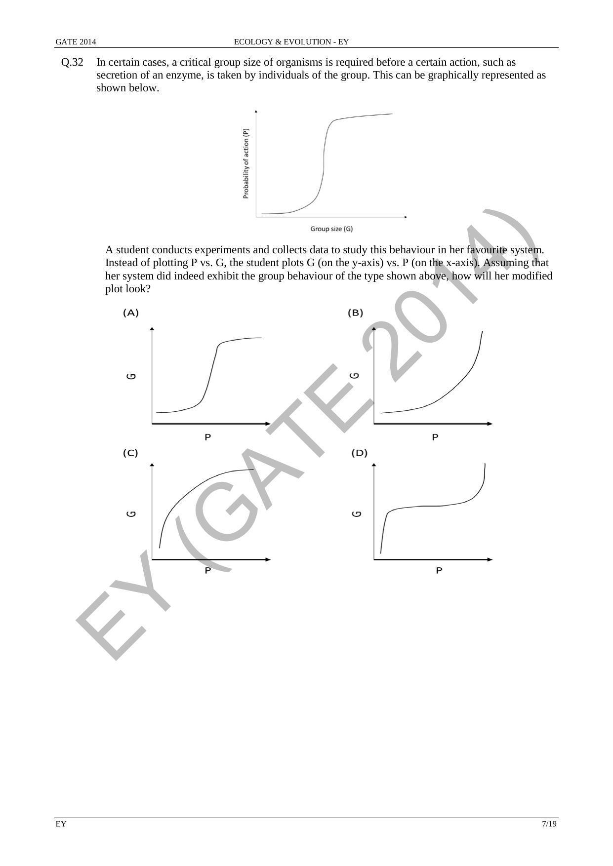 GATE 2014 Ecology and Evolution (EY) Question Paper with Answer Key - Page 13