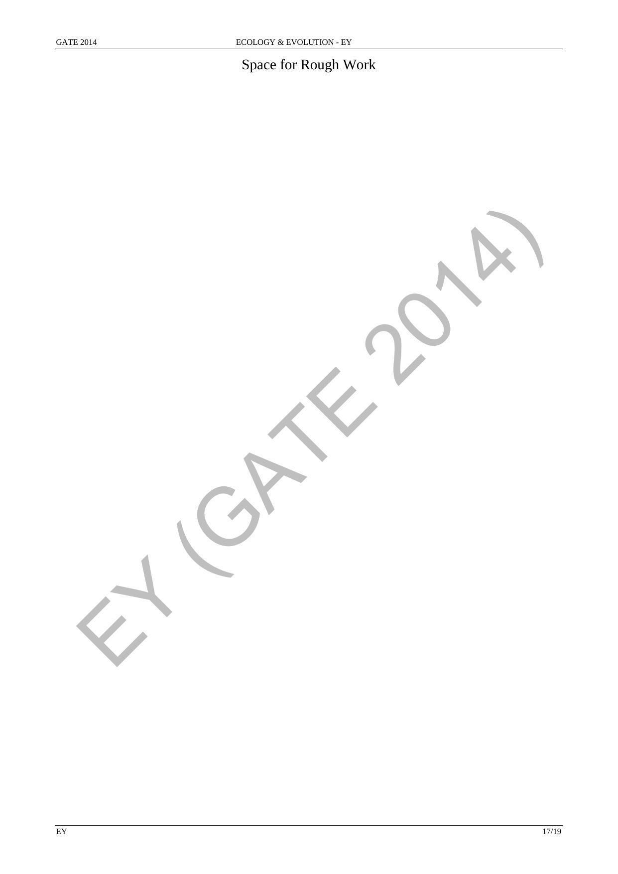 GATE 2014 Ecology and Evolution (EY) Question Paper with Answer Key - Page 23