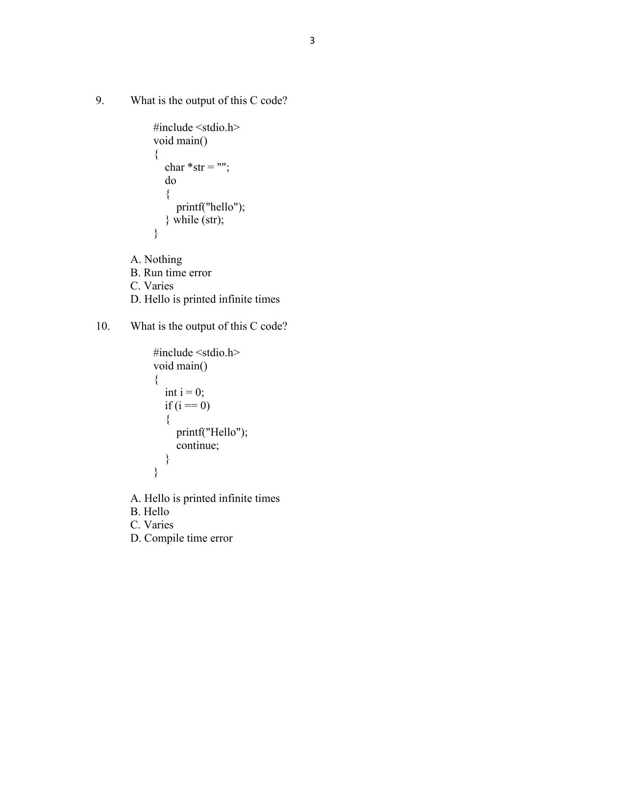 CUSAT CAT 2016 MCA(LET) Question Paper - Page 3