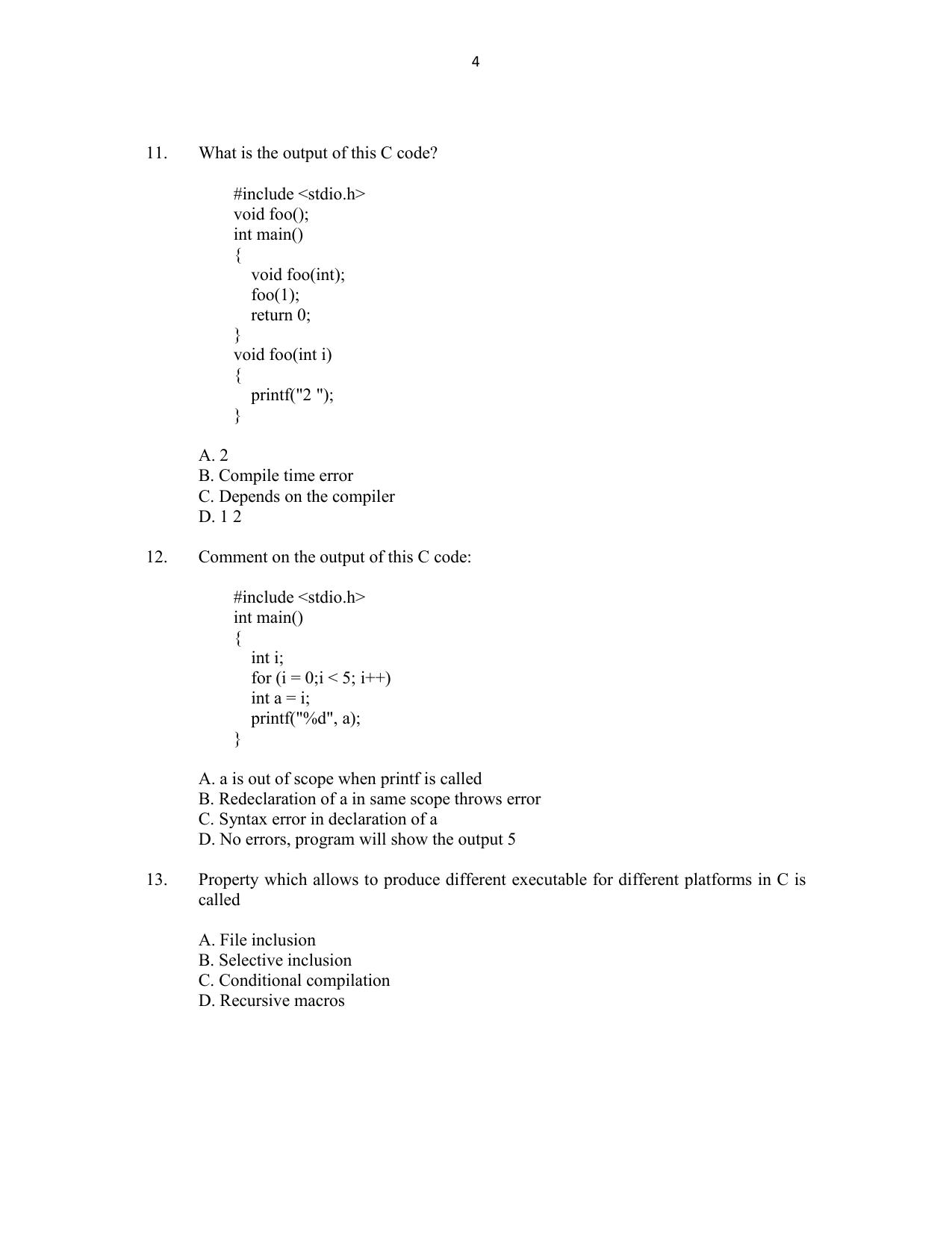 CUSAT CAT 2016 MCA(LET) Question Paper - Page 4