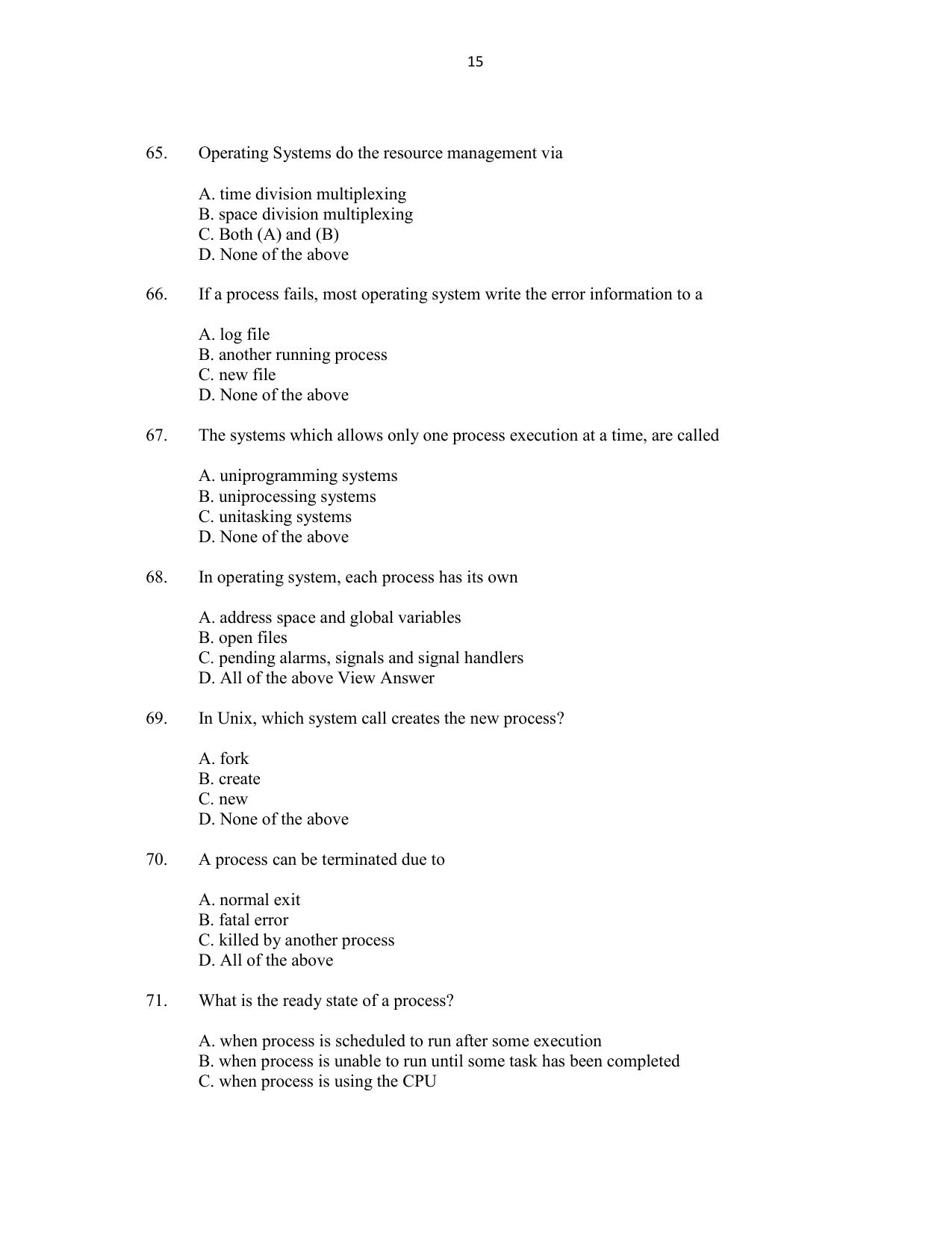 CUSAT CAT 2016 MCA(LET) Question Paper - Page 15