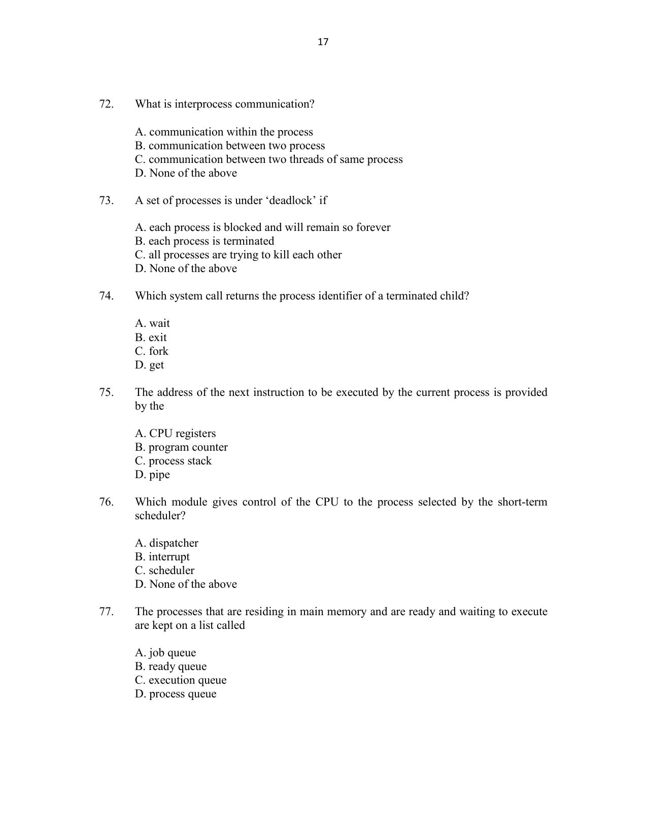 CUSAT CAT 2016 MCA(LET) Question Paper - Page 17