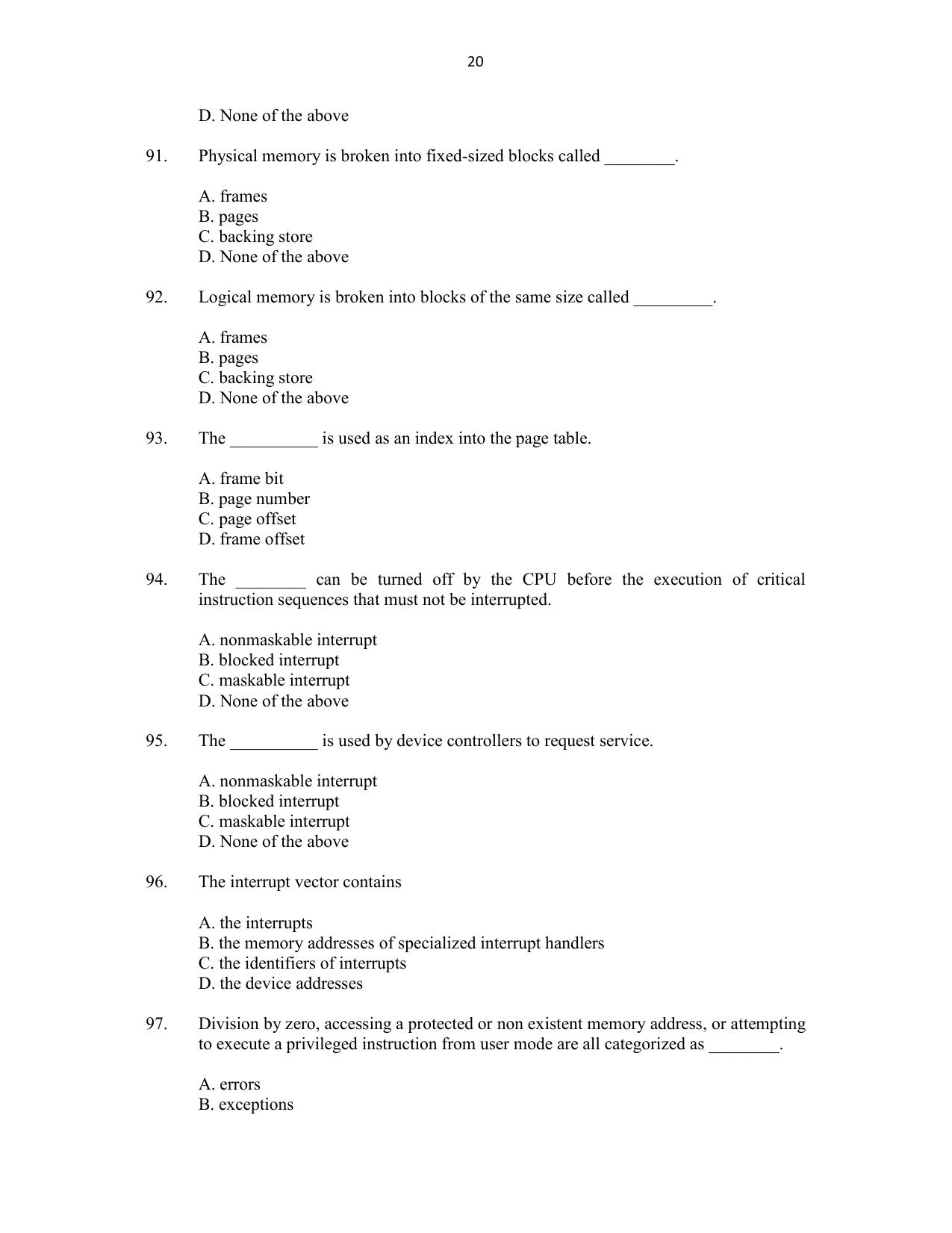 CUSAT CAT 2016 MCA(LET) Question Paper - Page 20