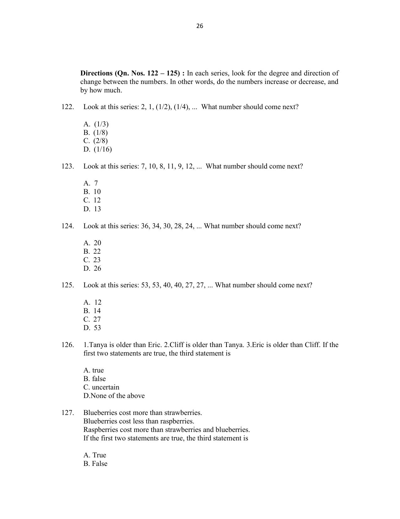 CUSAT CAT 2016 MCA(LET) Question Paper - Page 26