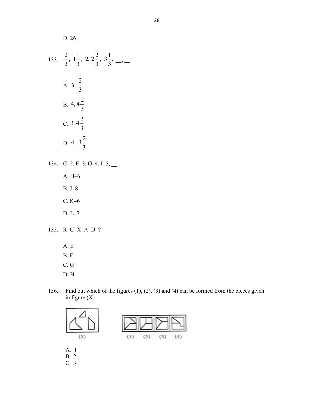 CUSAT CAT 2016 MCA(LET) Question Paper - Page 28