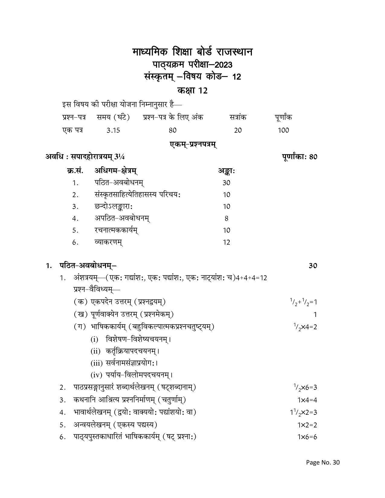 RBSE Class 12 Complete Syllabus 2023 - Page 30