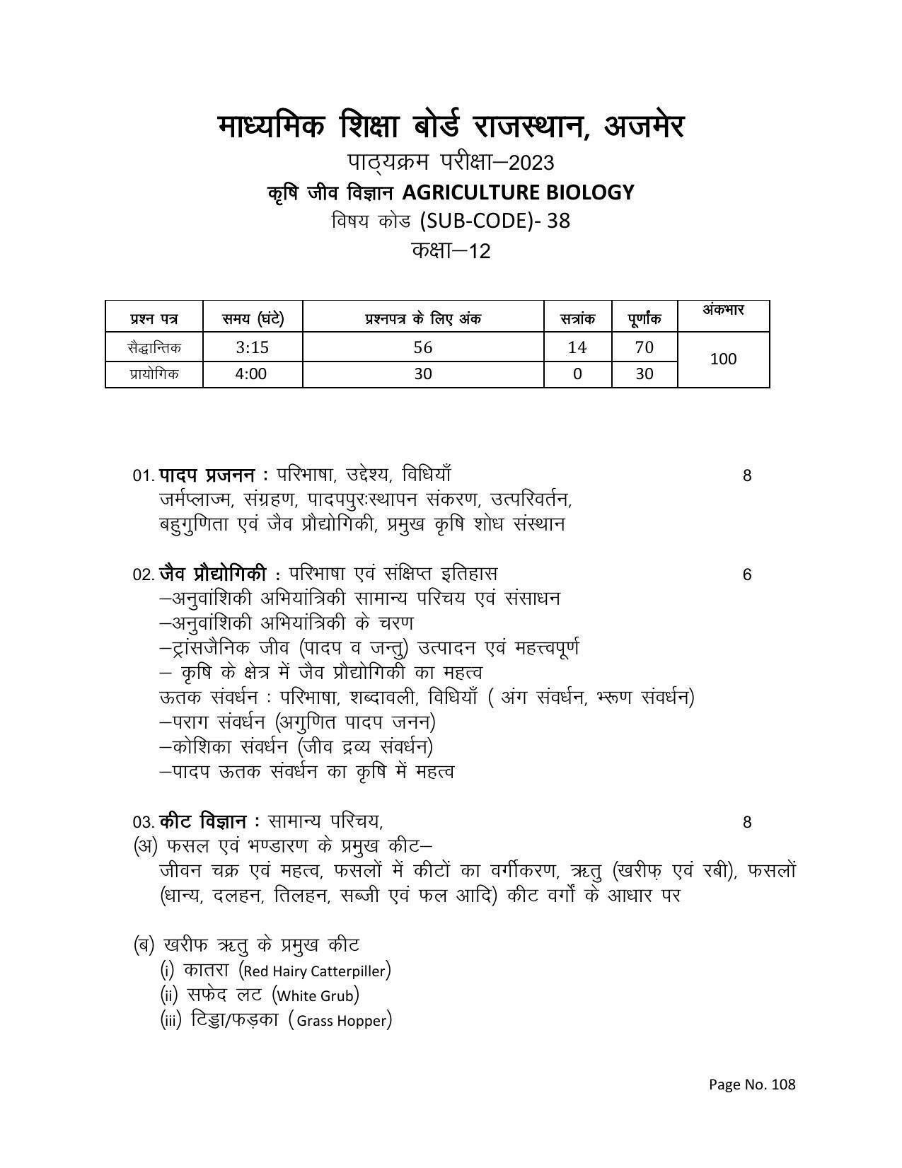 RBSE Class 12 Complete Syllabus 2023 - Page 108