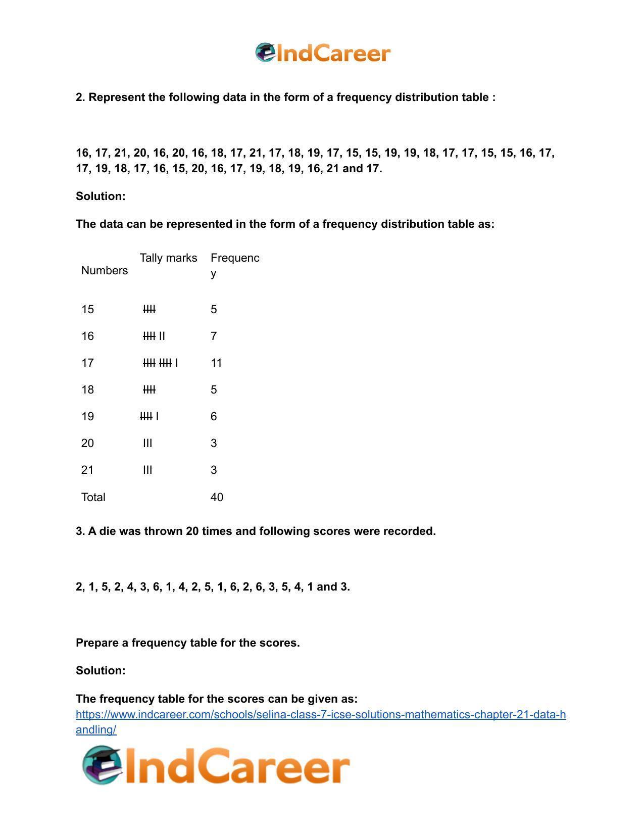 Selina Class 7 ICSE Solutions Mathematics : Chapter 21- Data Handling - Page 3
