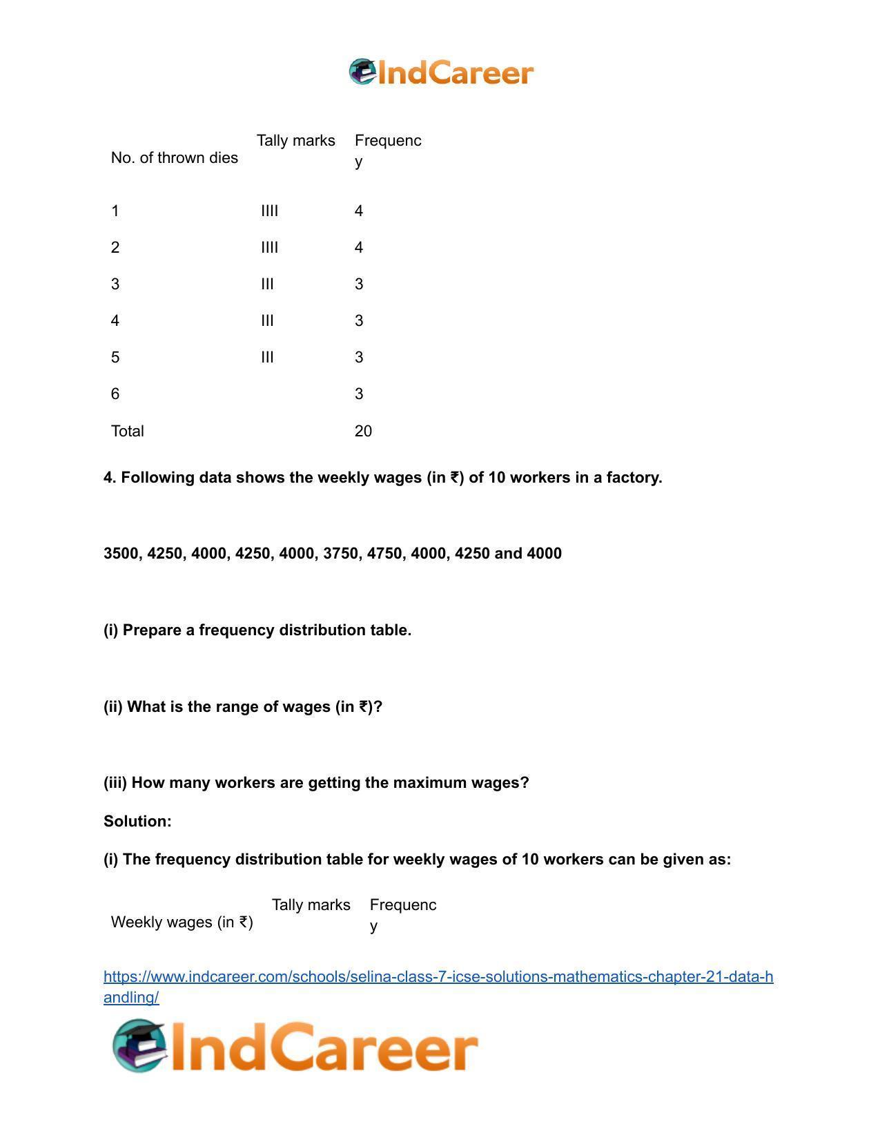Selina Class 7 ICSE Solutions Mathematics : Chapter 21- Data Handling - Page 4