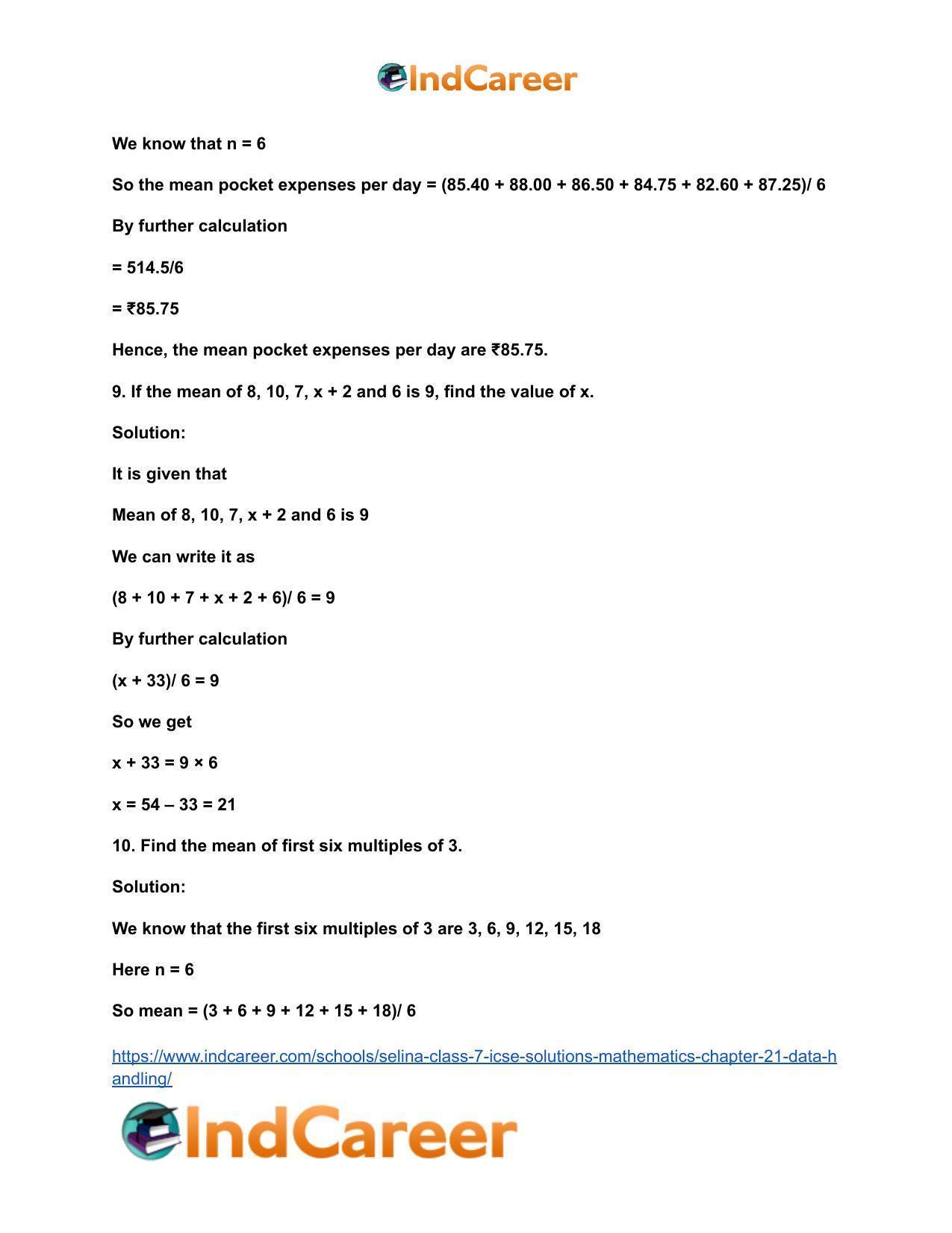Selina Class 7 ICSE Solutions Mathematics : Chapter 21- Data Handling - Page 12