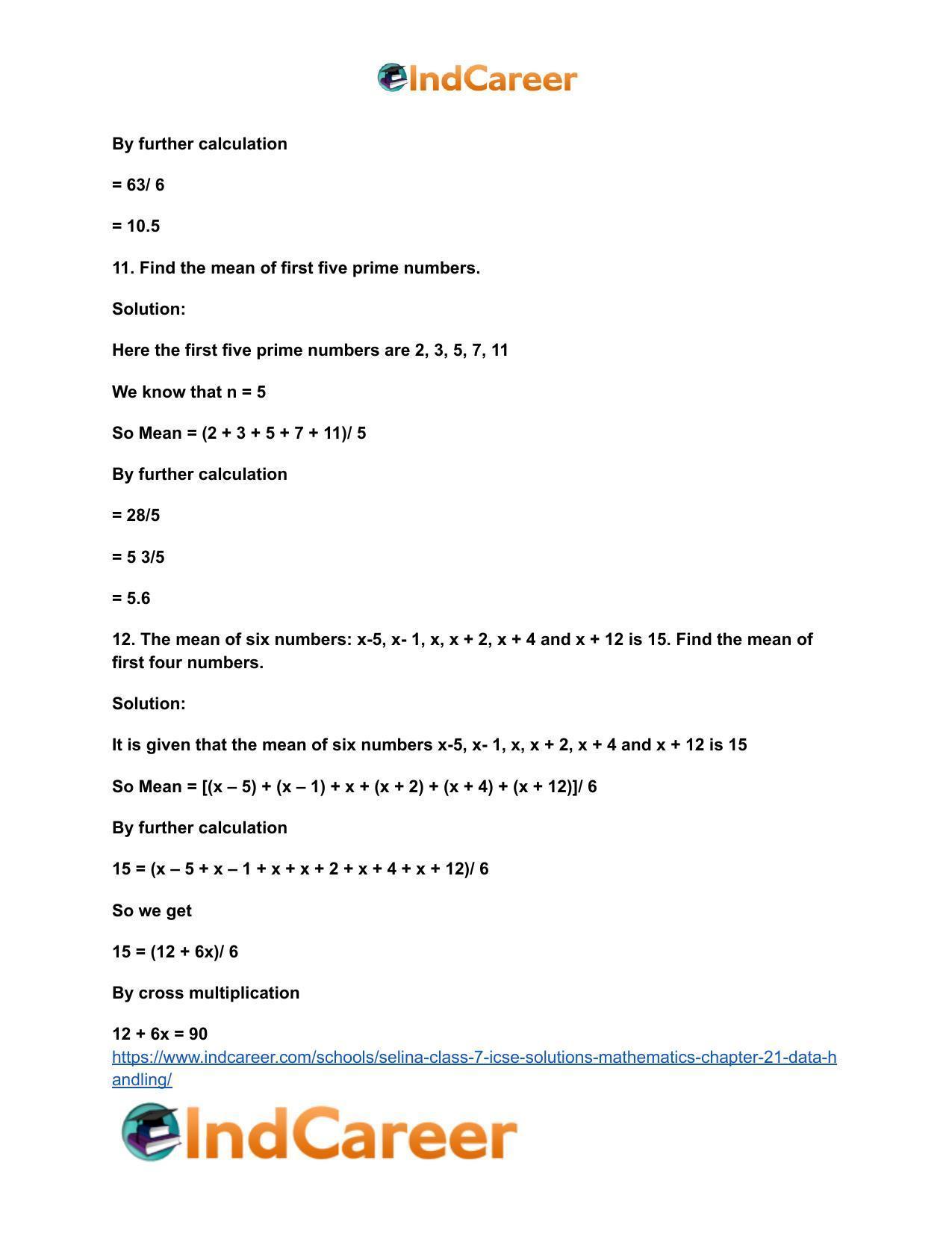 Selina Class 7 ICSE Solutions Mathematics : Chapter 21- Data Handling - Page 13