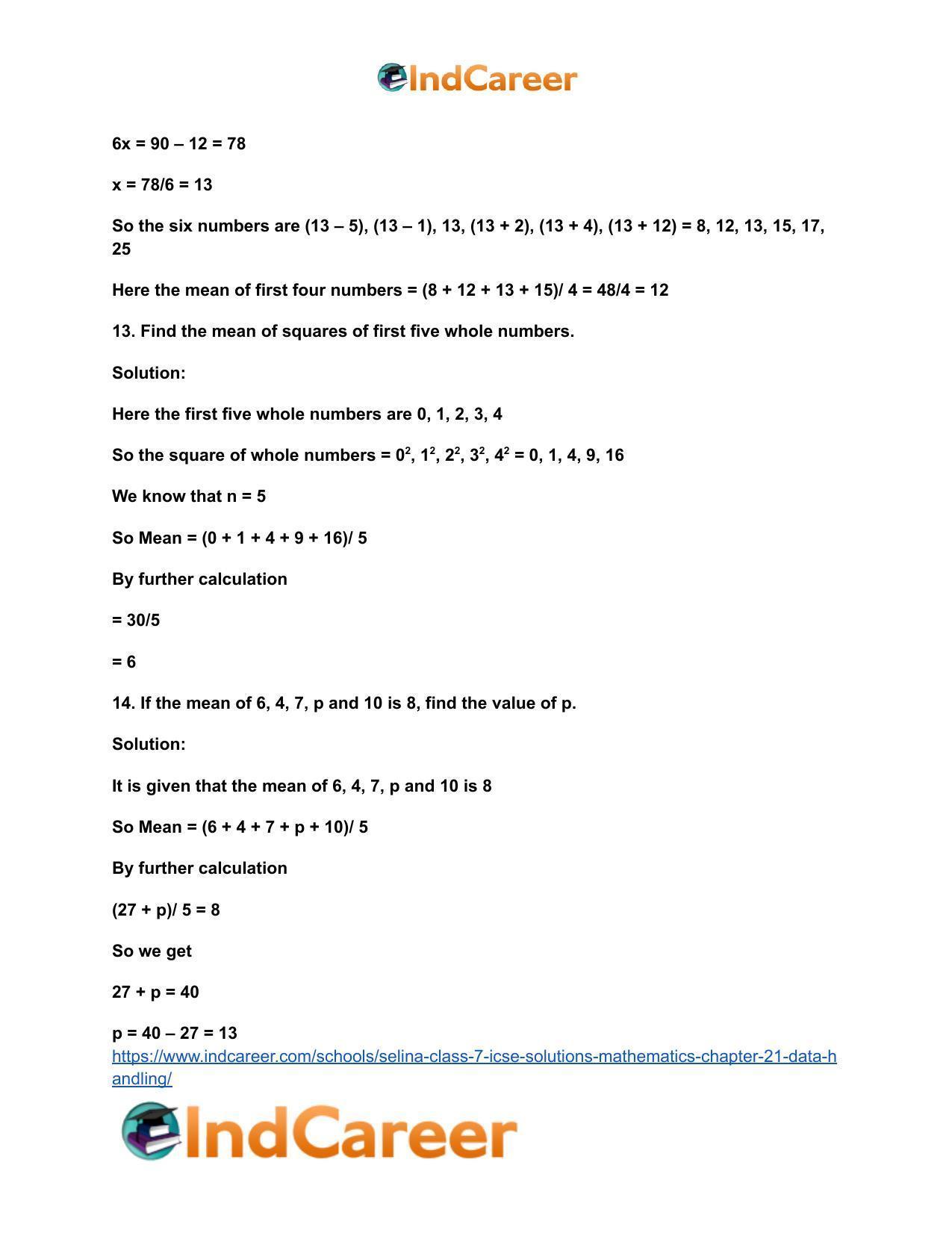 Selina Class 7 ICSE Solutions Mathematics : Chapter 21- Data Handling - Page 14