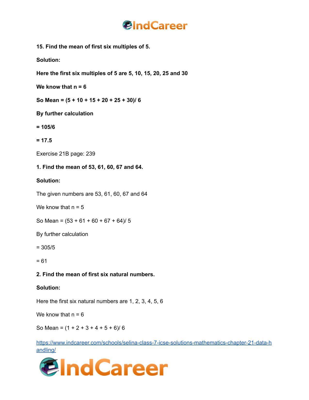 Selina Class 7 ICSE Solutions Mathematics : Chapter 21- Data Handling - Page 15