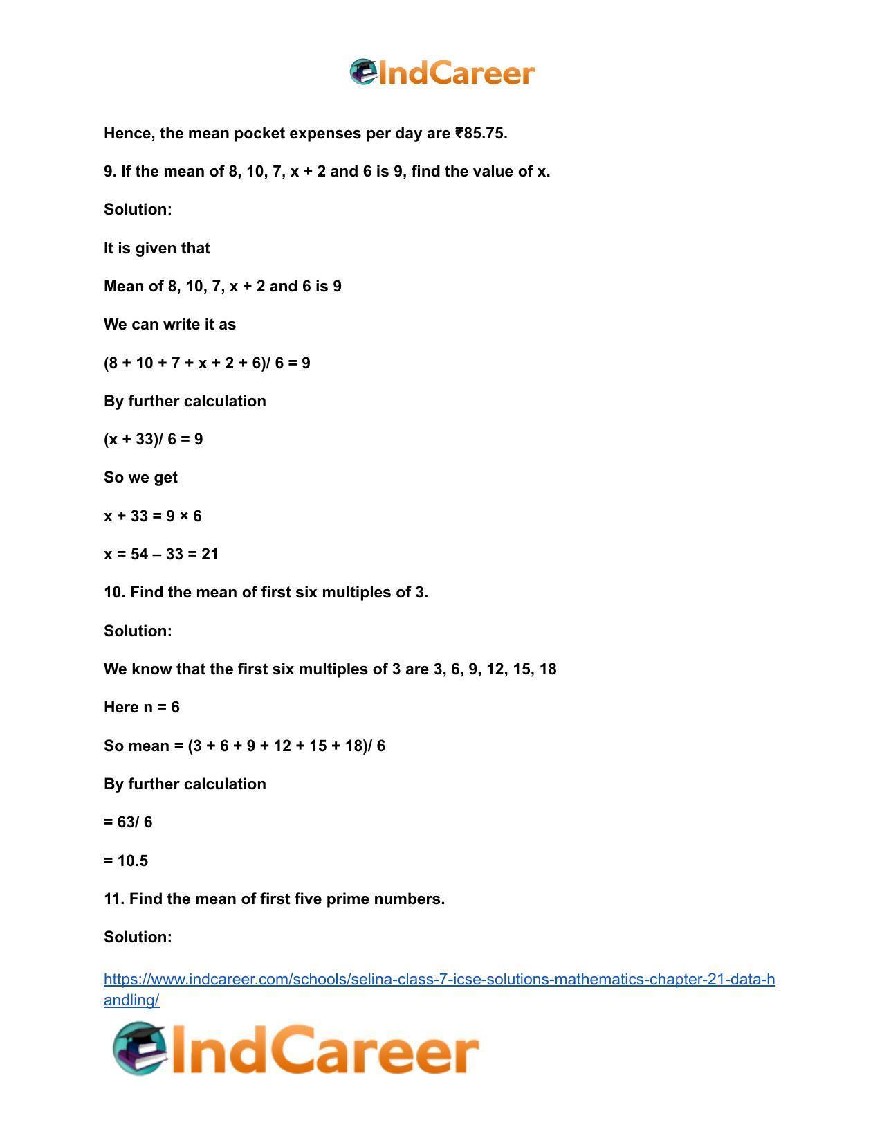 Selina Class 7 ICSE Solutions Mathematics : Chapter 21- Data Handling - Page 20