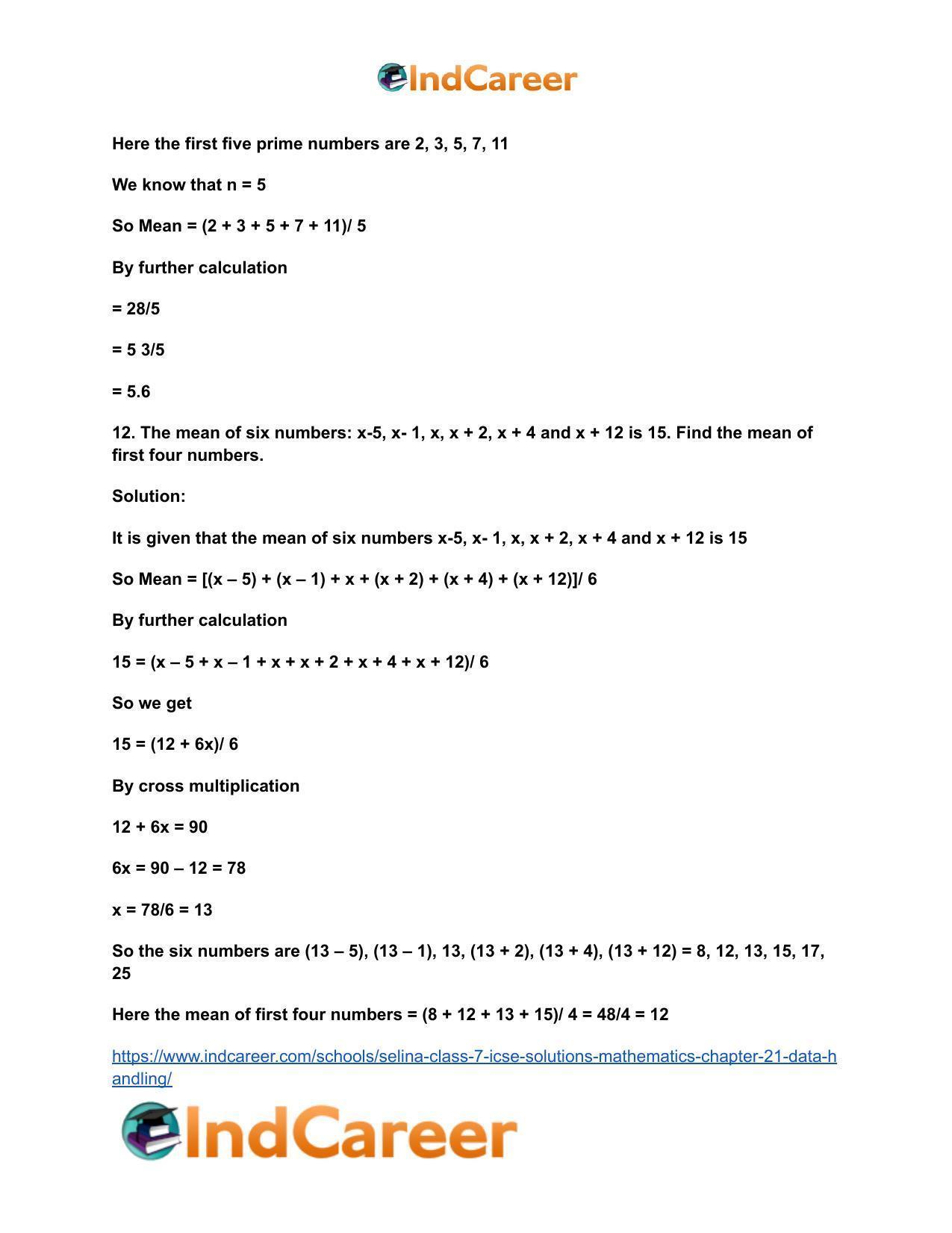Selina Class 7 ICSE Solutions Mathematics : Chapter 21- Data Handling - Page 21