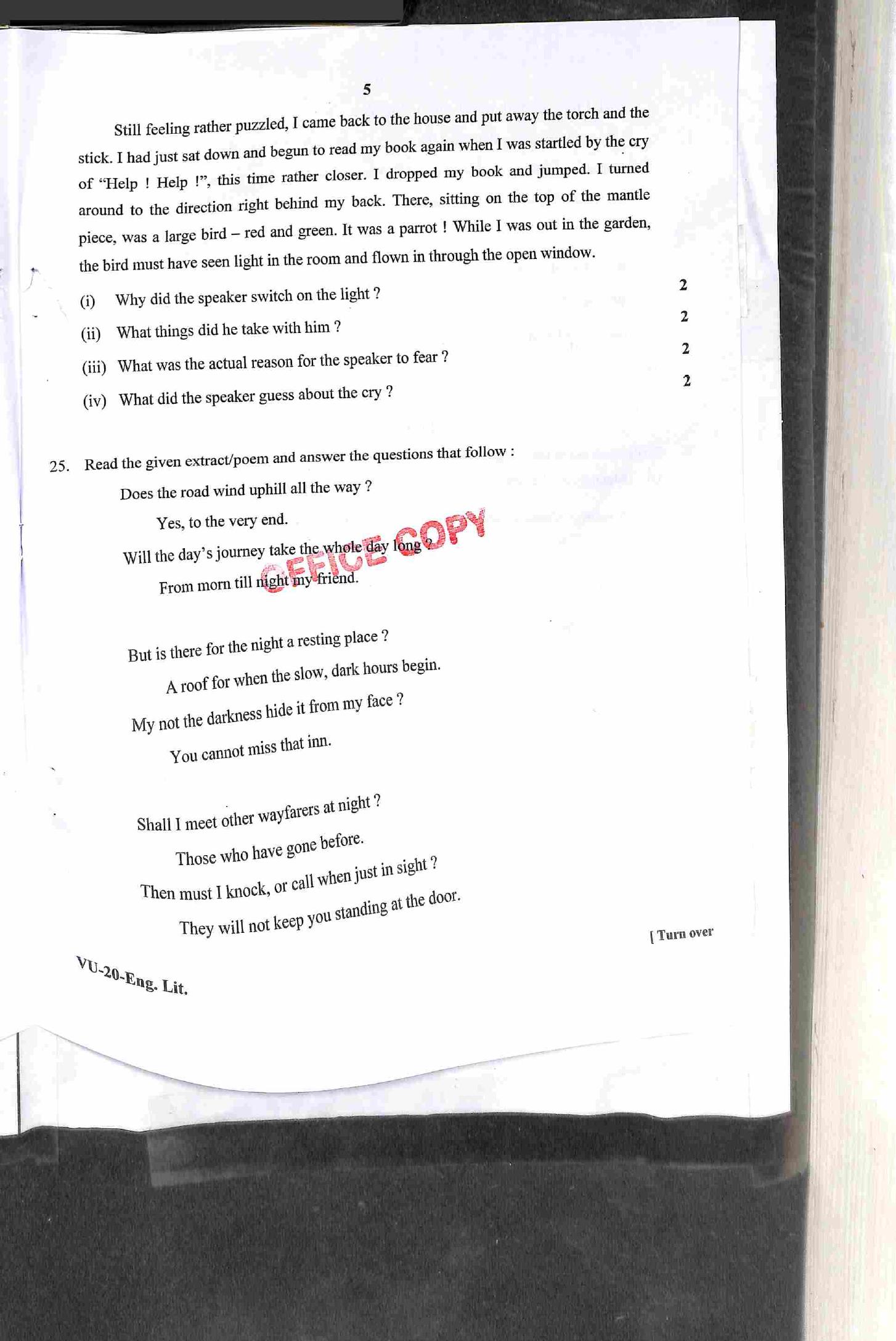 RBSE 2022 English Literature Varishtha Upadhyay Question Paper - Page 6