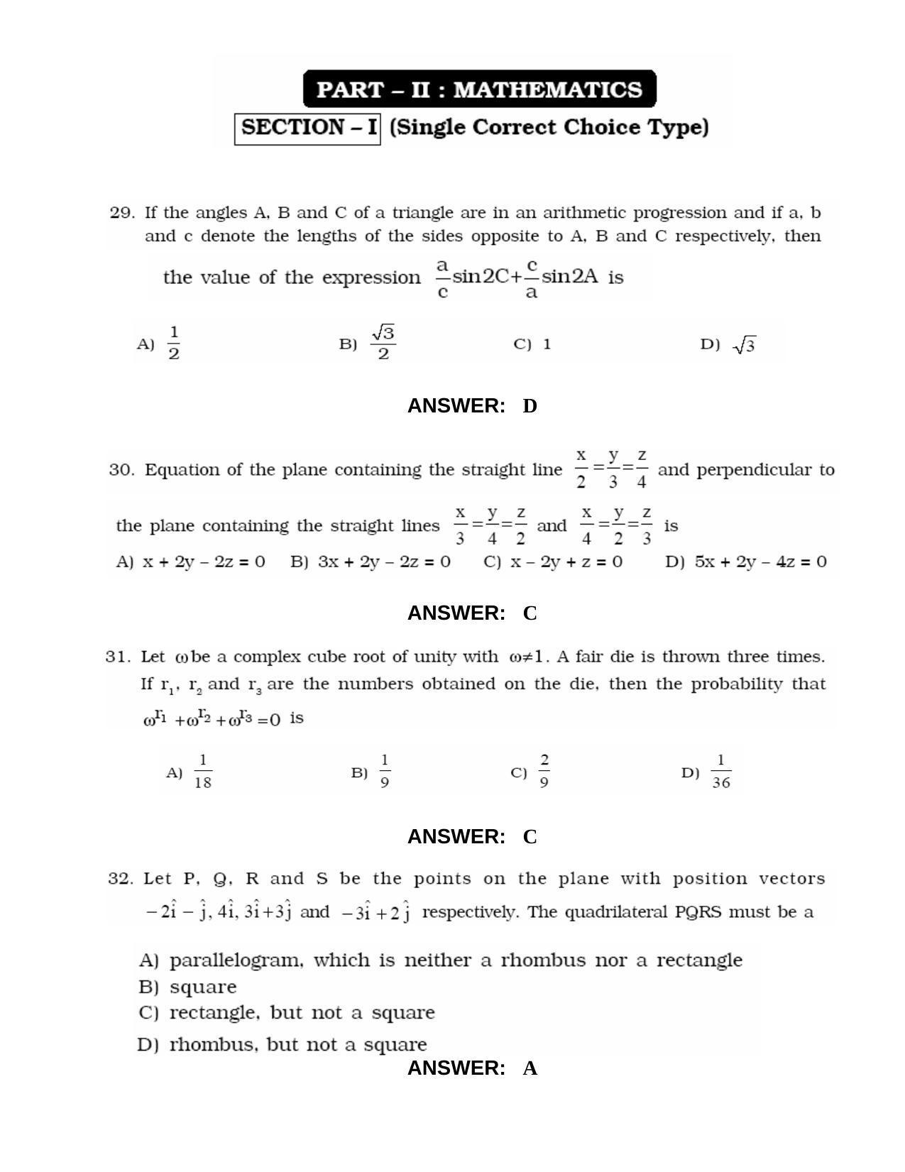 JEE 2010 Paper I Question Paper - Page 9