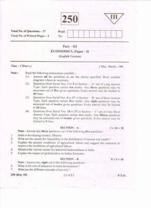 AP Inter 2nd Year Economics-II (Em) May-2019-General Question Paper