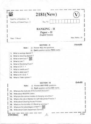 AP Intermediate 2nd Year Vocational Question Paper September-2021-Banking(NEW)-II