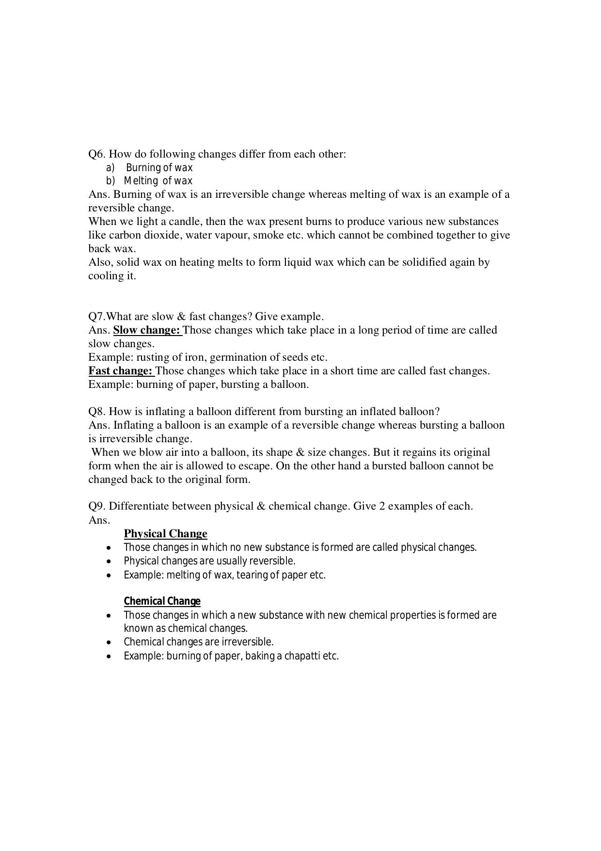 CBSE Worksheets for Class 6 Science Changes Around Us Assignment 3 - Page 2