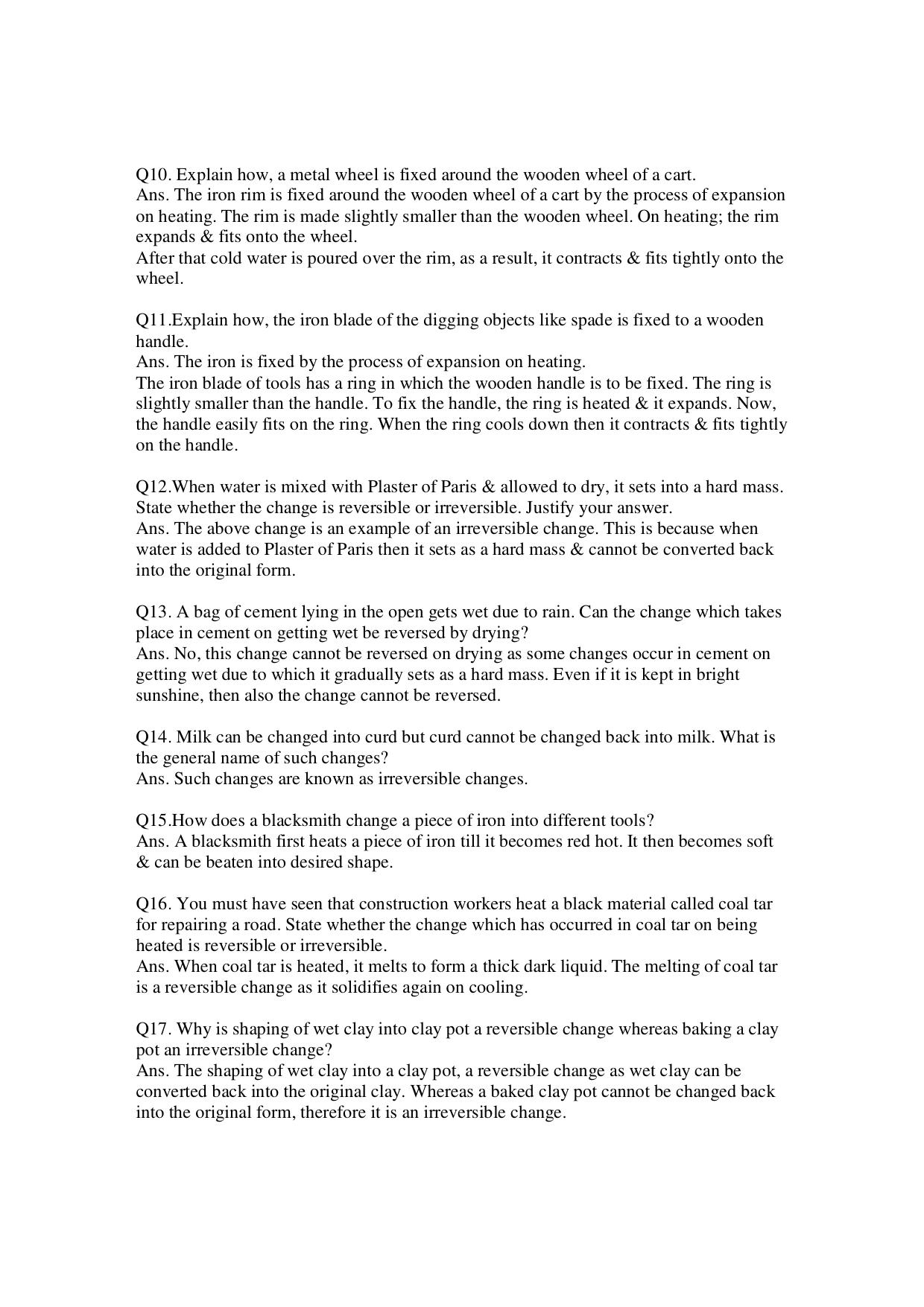 CBSE Worksheets for Class 6 Science Changes Around Us Assignment 3 - Page 3