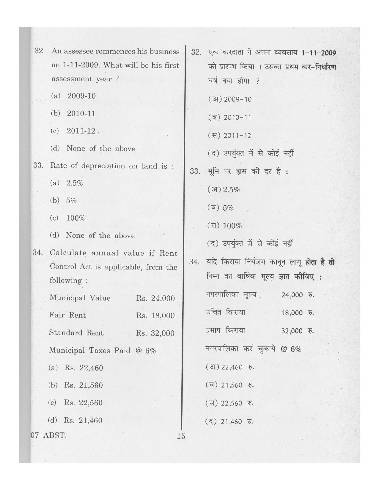 URATPG ABST 2013 Question Paper - Page 15