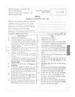 URATPG ABST 2013 Question Paper