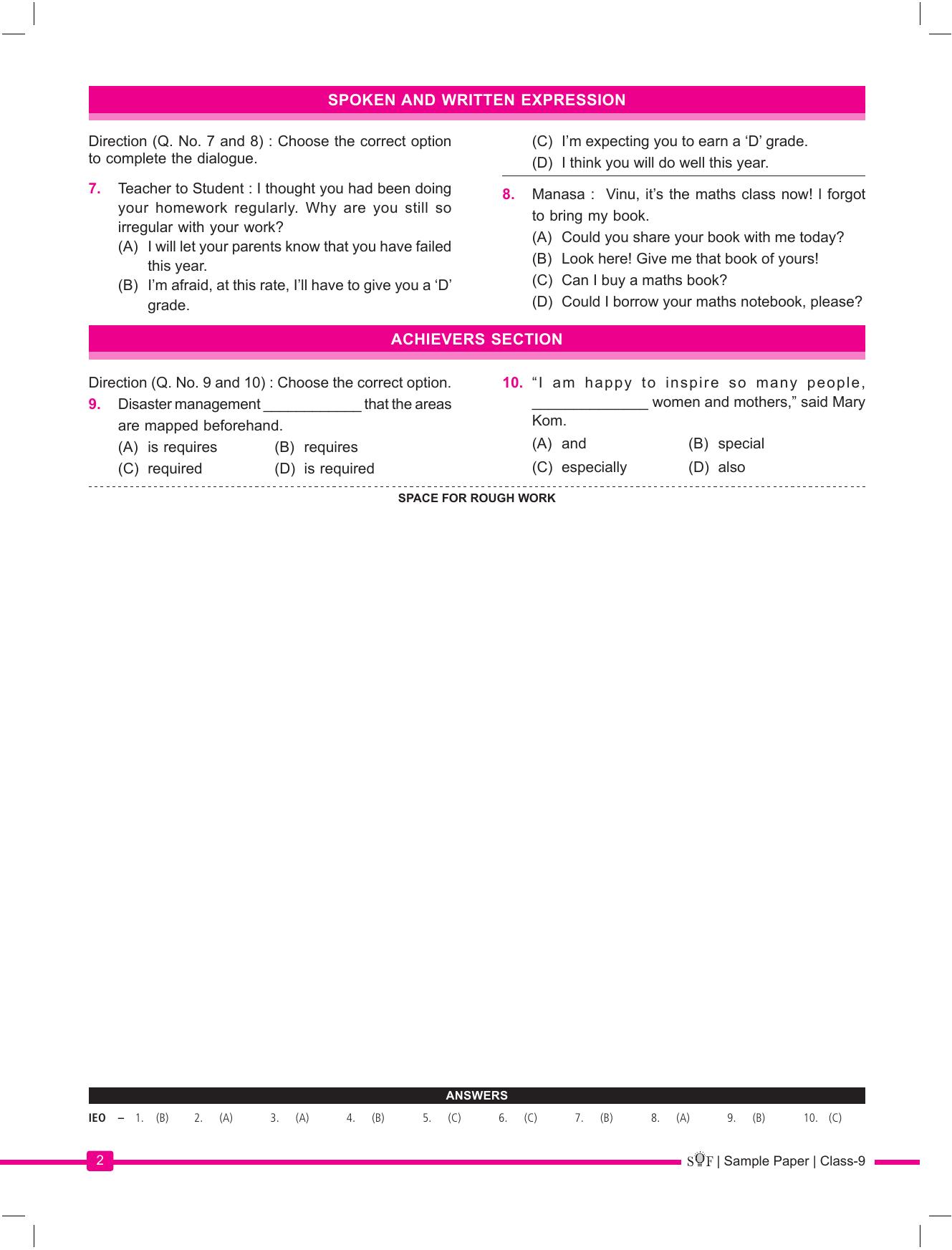 SOF IEO Class 9 (2023-2024) Sample Paper  - Page 2